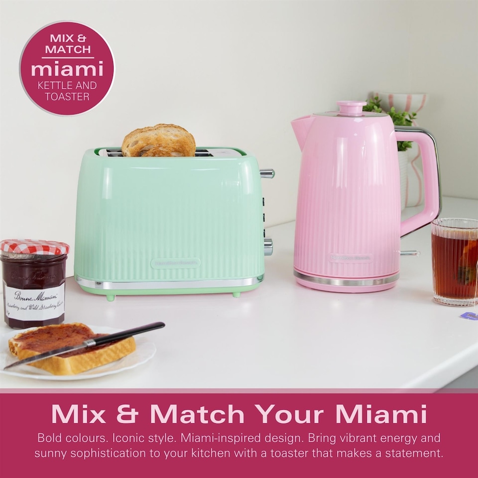 image 1 of Hamilton Beach Miami Kettle & Toaster Set Mojito Mint