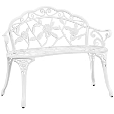 Yaheetech Outdoor Metal Bench Patio Park Garden Bench Bronze White