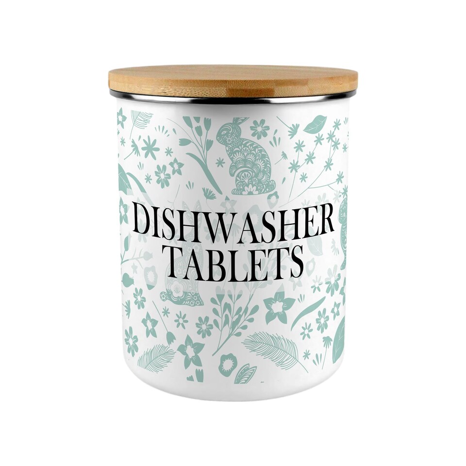 image 1 of Green Wild Rabbits Dishwasher Tablets Storage Tin