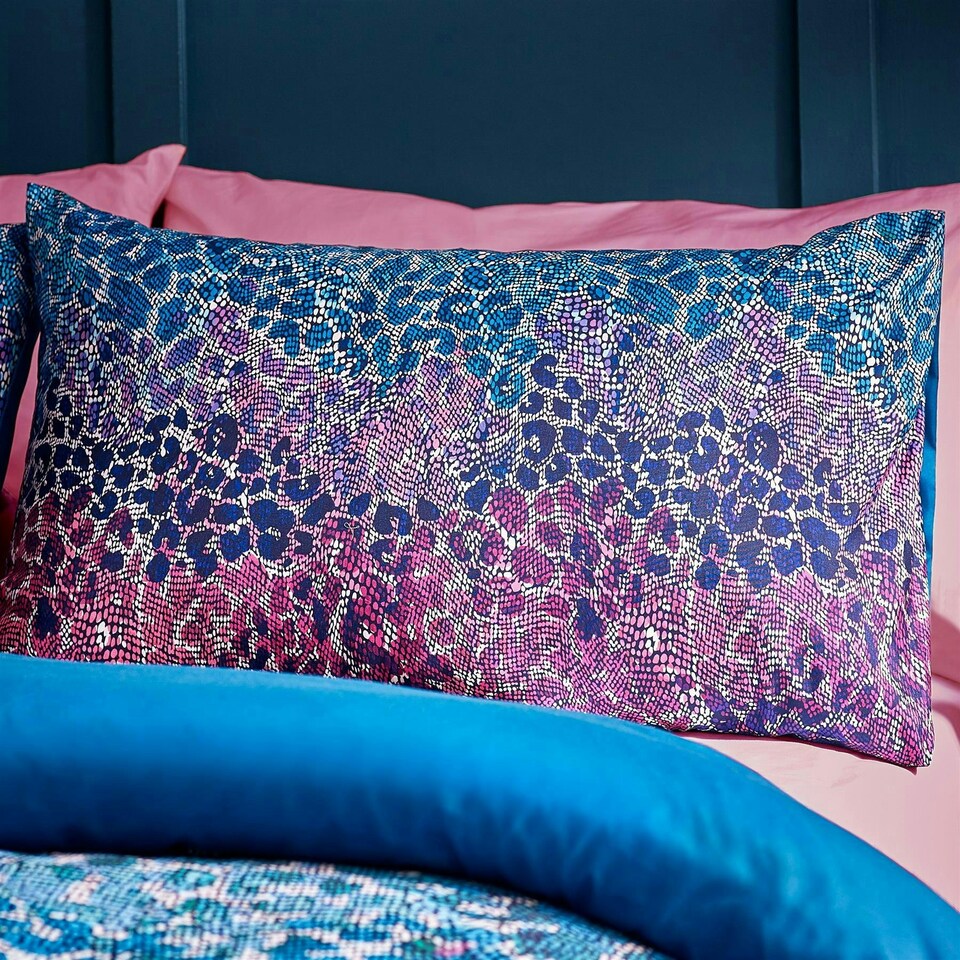 image 1 of Catherine Lansfield Satin Animal Print Teal Duvet Cover Set Multi | Single