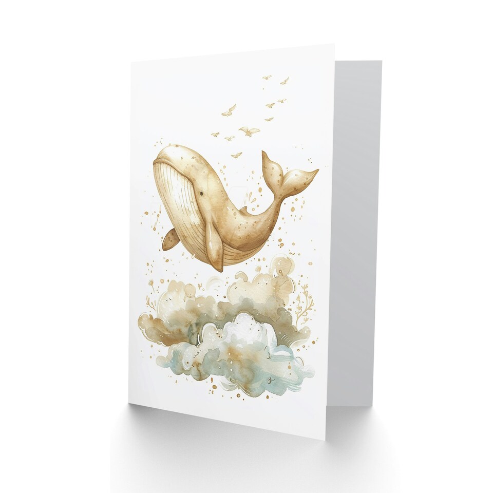 image 1 of Cute Flying Birds Clouds Illustration Girl Daughter Son Birthday Card