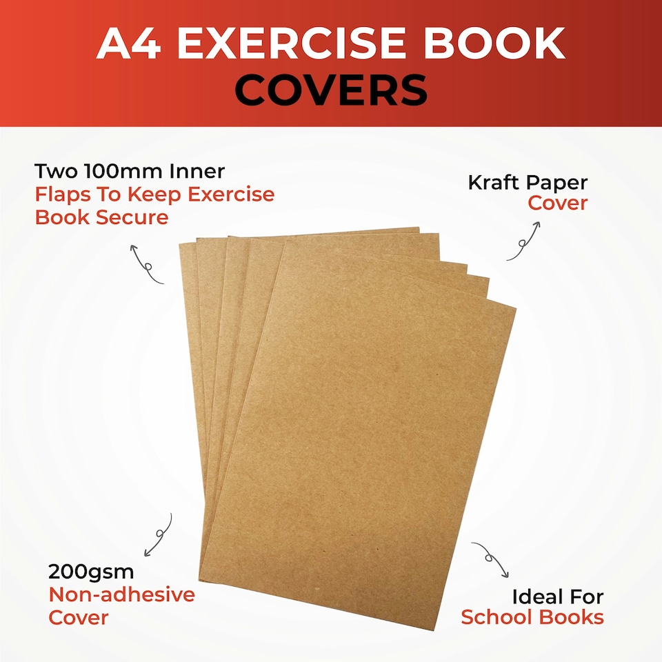 image 1 of Pack of 5 A4 Kraft Paper Exercise Book Covers by Janrax