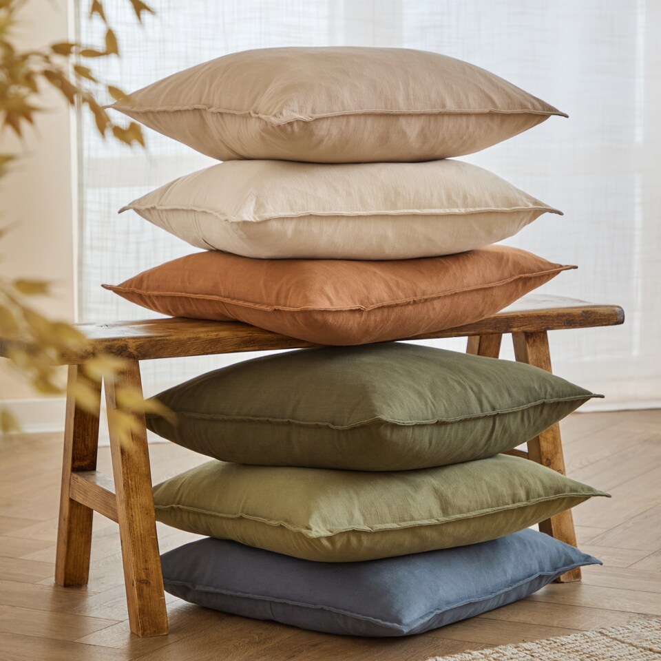 image 1 of Yard Slub Cotton Cushion | Brown | Toffee