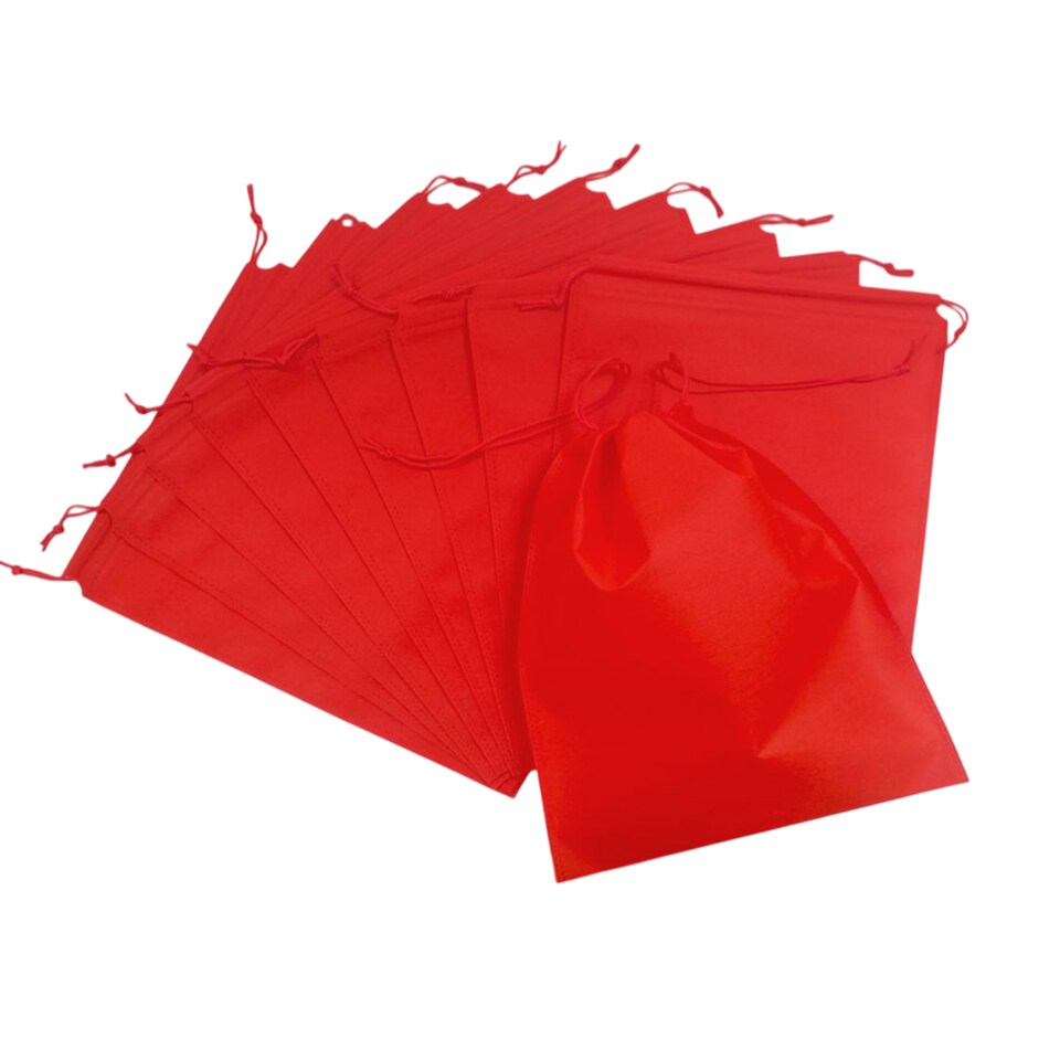 image 1 of Pack of 25 Red Coloured 32x22cm Non-Woven Drawstring Bags | Red