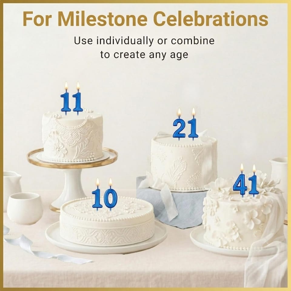 image 1 of Blue 1 Number Candle Birthday Anniversary Party Cake Decorations Topper | Blue