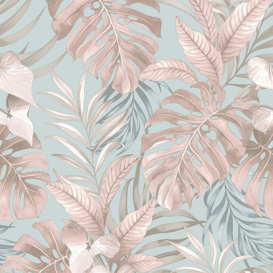 Muriva Teeva Jungle Wallpaper - Pink - 10m x 53cm Pink
