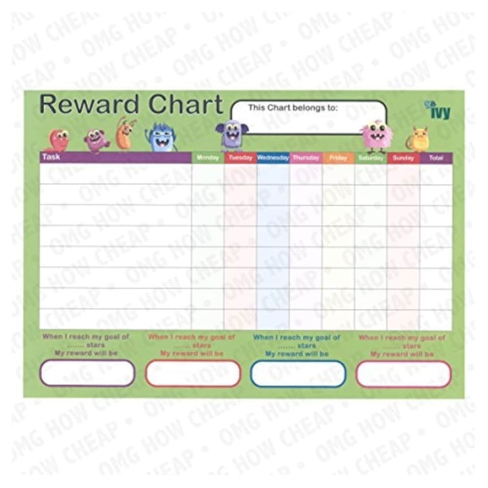 image 1 of Reward Chart Children's A4 Motivational Reward Charts - includes 225 Merit Star Stickers - Made in the UK [Pack of 4]