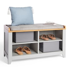 VonHaus Grey Hallway Shoe Storage Bench with Seat Grey