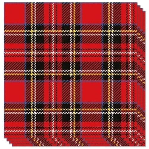 Scottish Red Tartan Premium Decoupage Luncheon Napkins 3 Ply 33cm - Pack of 20