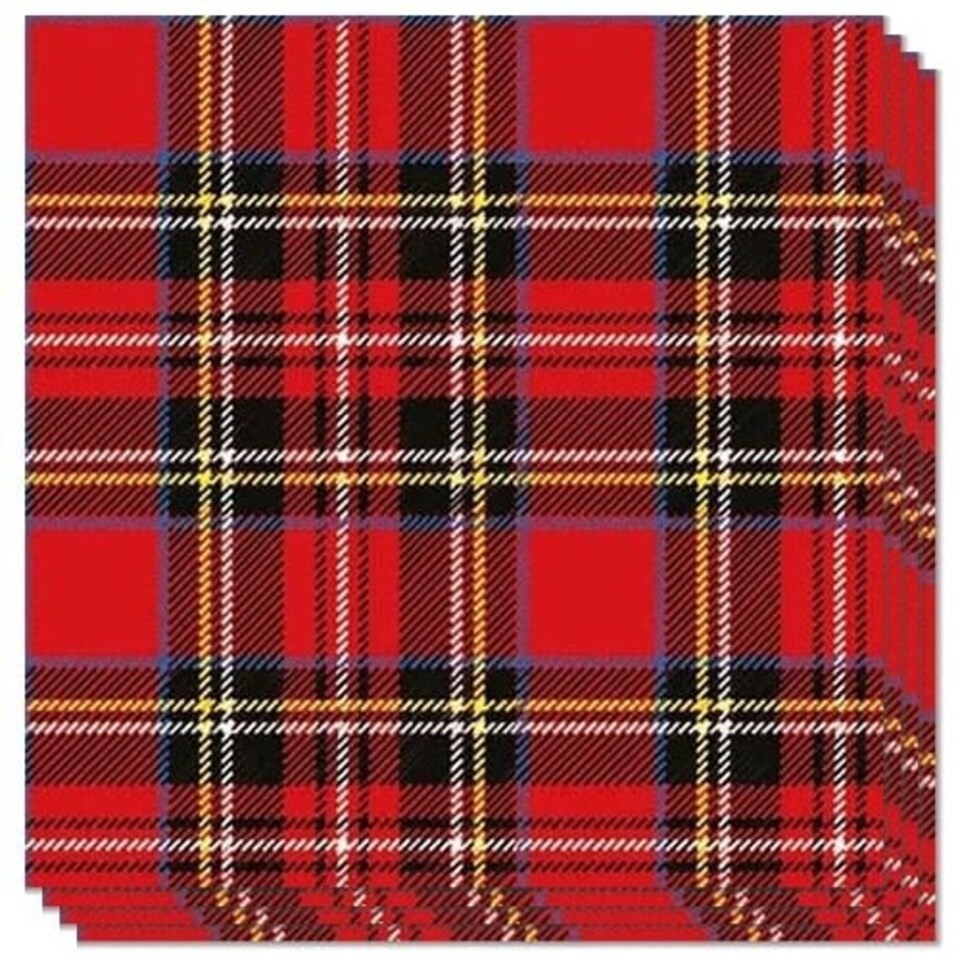 Scottish Red Tartan Premium Decoupage Luncheon Napkins 3 Ply 33cm - Pack of 20