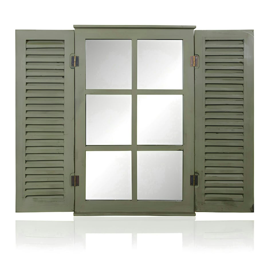image 1 of Primrose 6in Country Window Glass Garden Mirror with Shutters