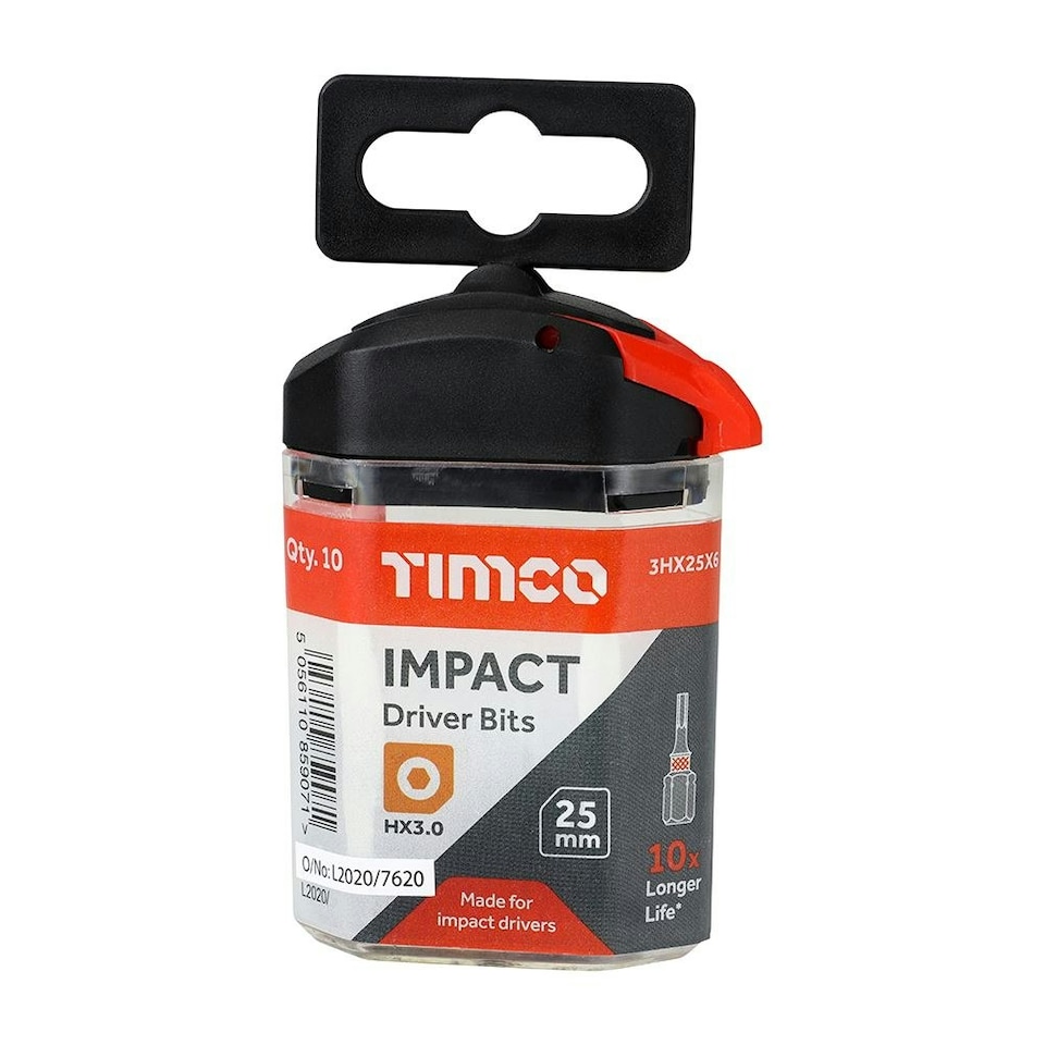 image 1 of Timco - Impact Driver Bits - Hex (Size 3.0 x 25 - 10 Pieces)