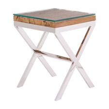 Interiors by Premier Natural Top Side Table With Cross Base Brown