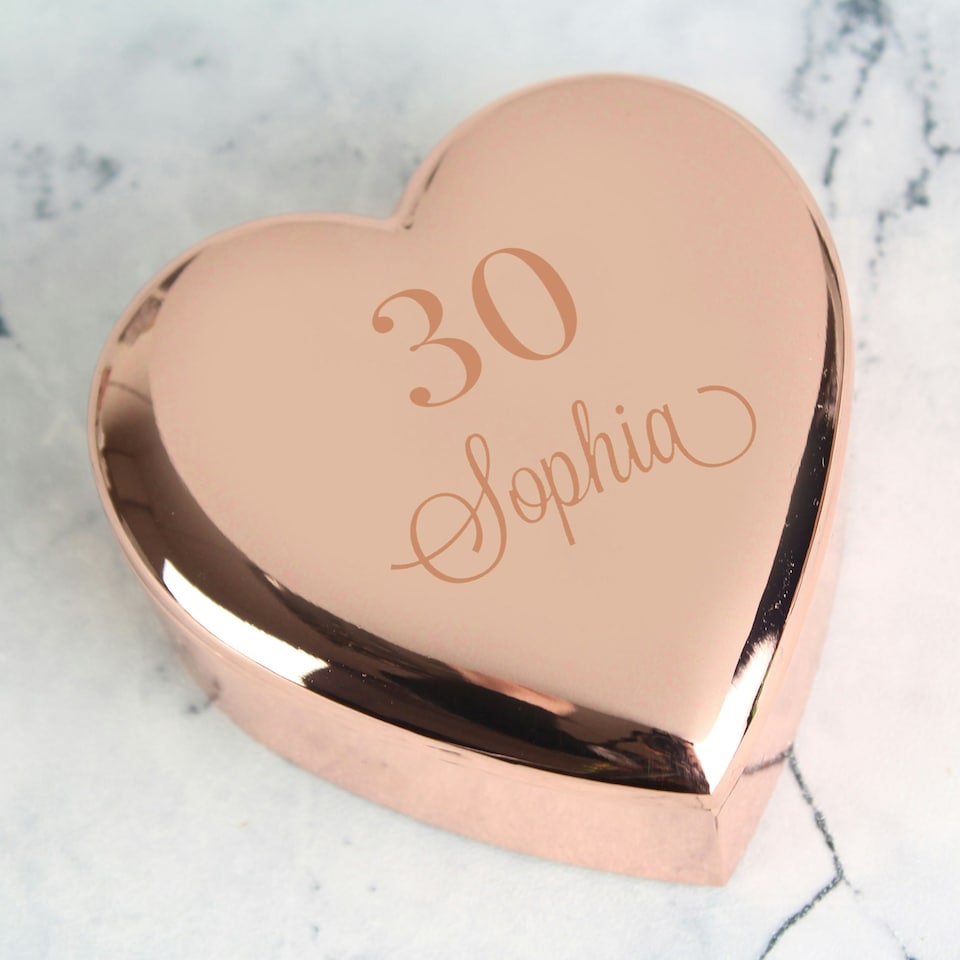 image 1 of Personalised Big Age Rose Gold Heart Trinket Box