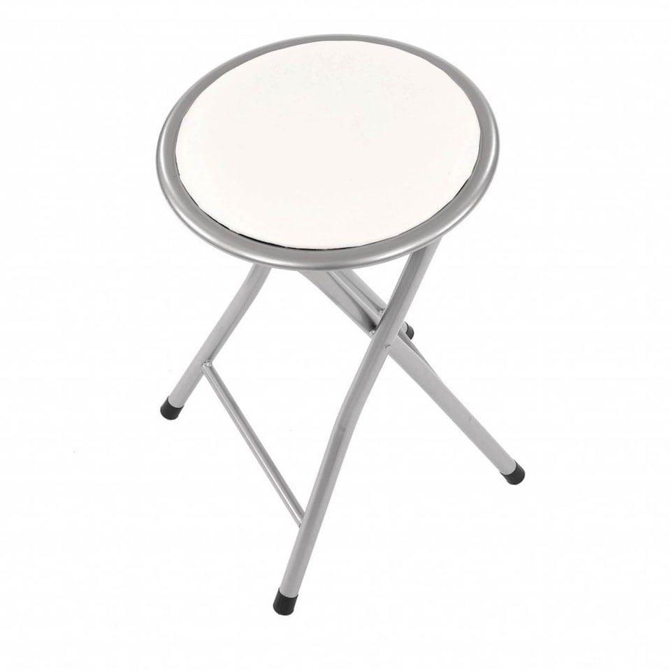 image 1 of White Padded Folding Breakfast Kitchen Bar Stool Seat | White