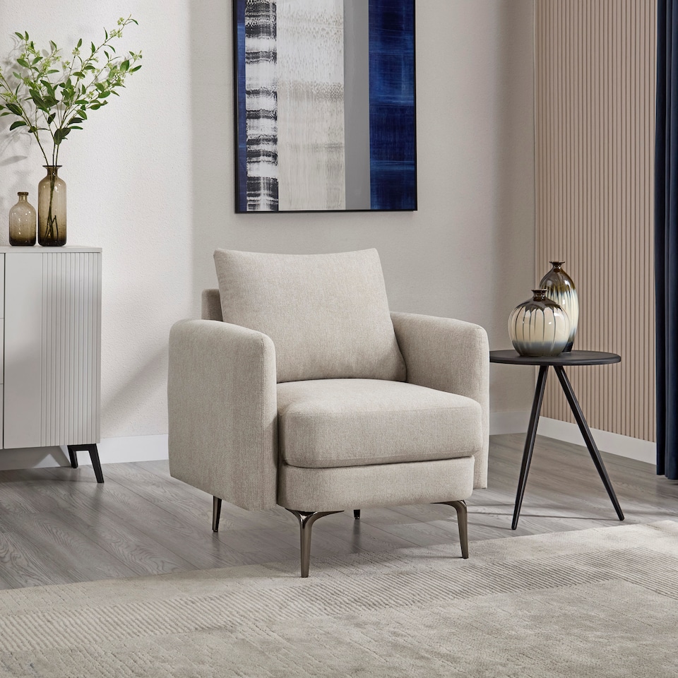 image 1 of Sofia Fabric Scandi Style Chair | Cream | Beige | One Size