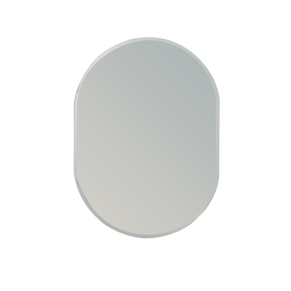 image 1 of Showerdrape Lincoln Oval Wall Mounted Frameless Bevelled Edge Bathroom Mirror 70 x 50cm | Chrome | Mirror | 1