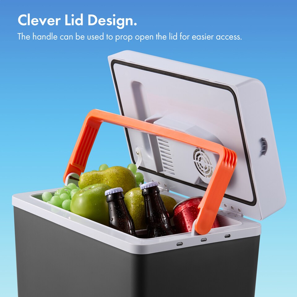 image 1 of Vonshef 20L Electric Cool Box, Insulated Cooler with Hot Cold Function | Black | White & Orange