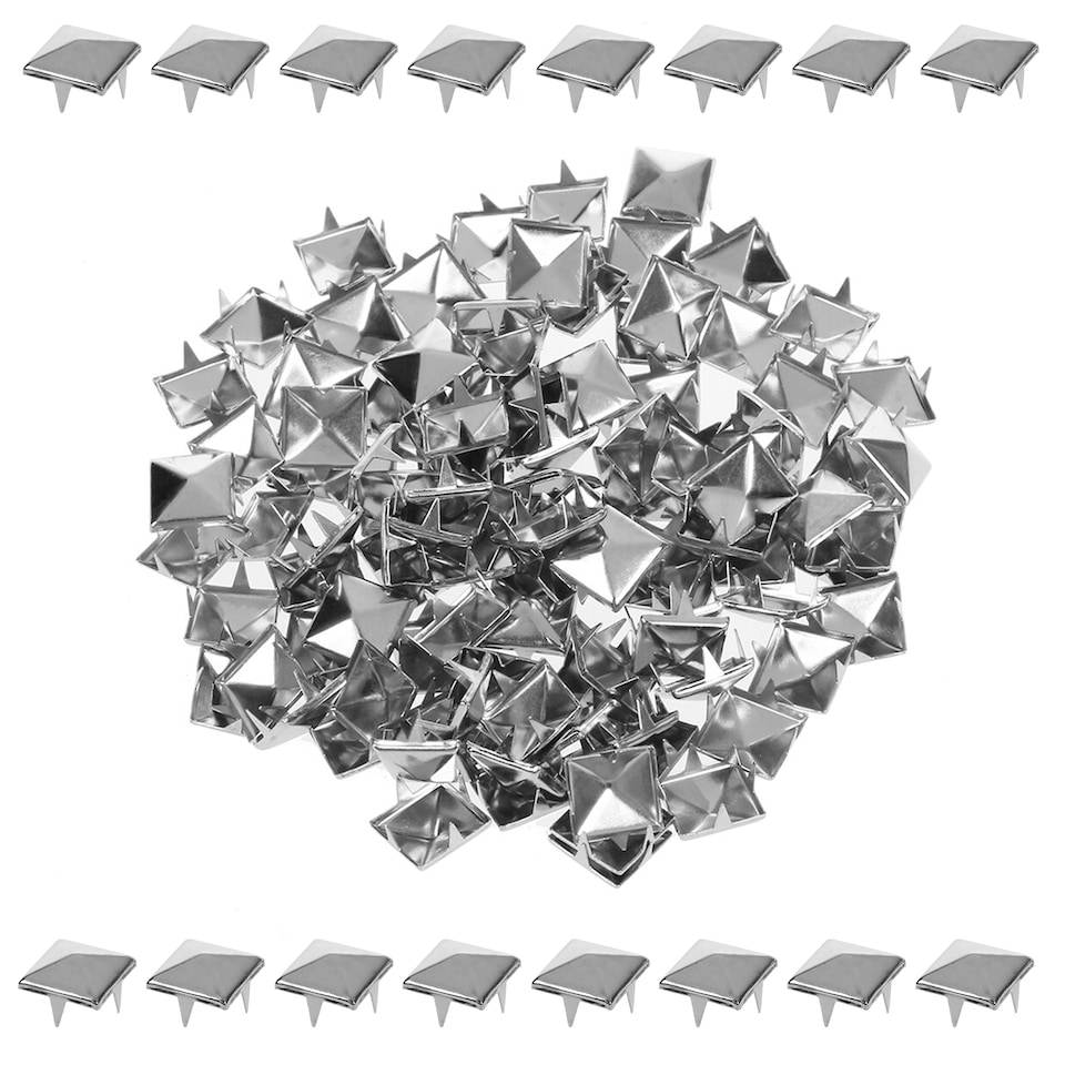image 1 of 12mm Pyramid Shaped Nail Head Studs Square Metal Leather Rivets - 50pcs