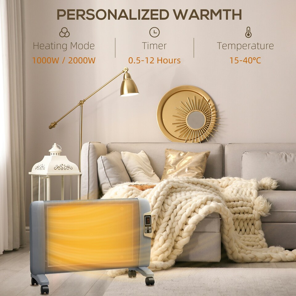 image 1 of HOMCOM Mica Electric Space Heater, Portable Heater, 2 Heat Settings, Black