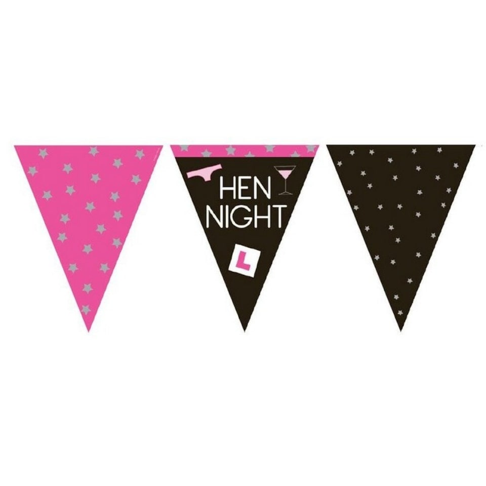 Creative Party Paper Triangle Hen Night Bunting - Pink/Black - One Size