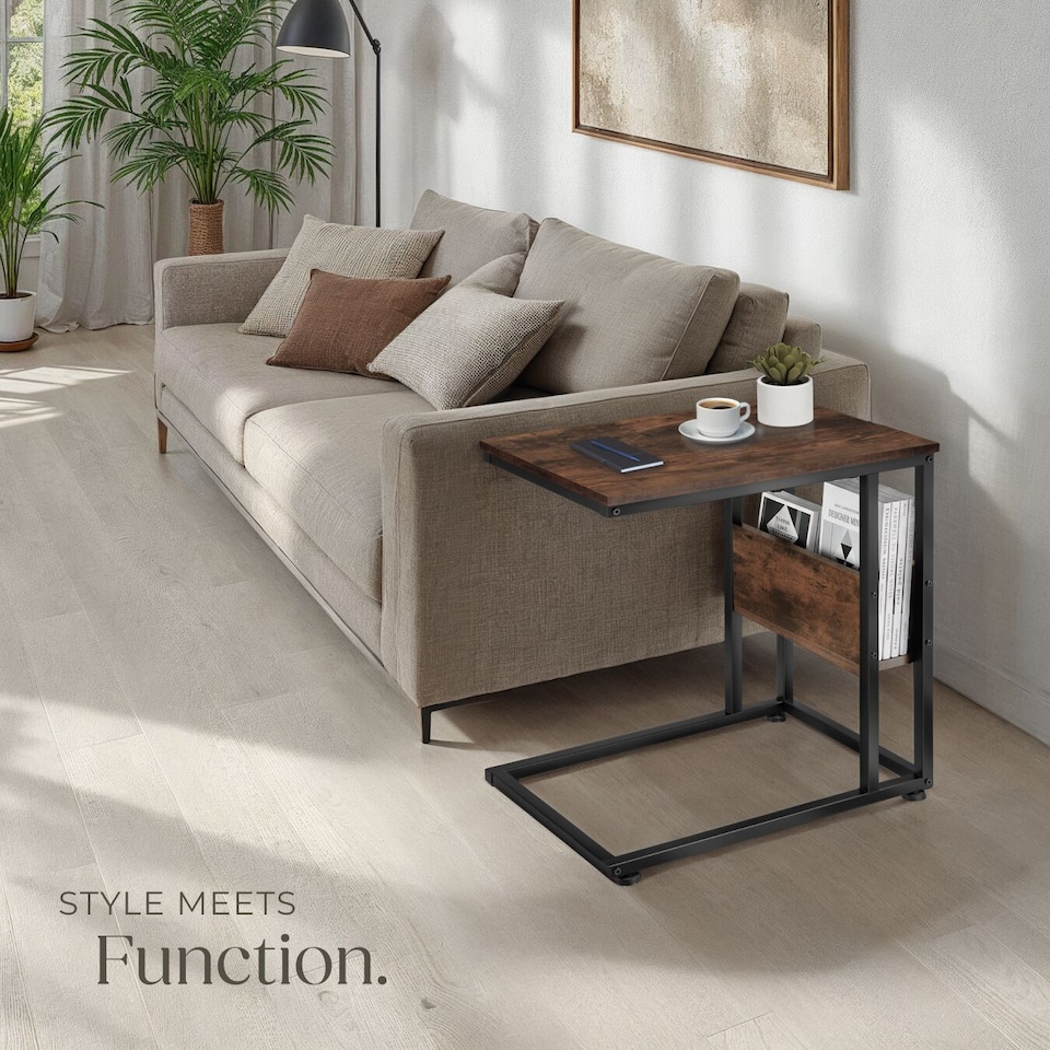 image 1 of Bedside Table Wigan - industrial style, with side compartment, 55 x 36.5 x 60 cm | Brown | Industrial wood dark, rustic | 55 x 36,50 x 60 cm | 1