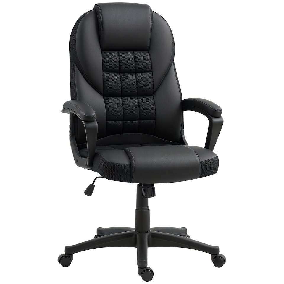 image 1 of HOMCOM Executive Office Chair, PU Leather High Back Desk Chair, Swivel Computer Chair with Adjustable Height and Tilt Function, Black