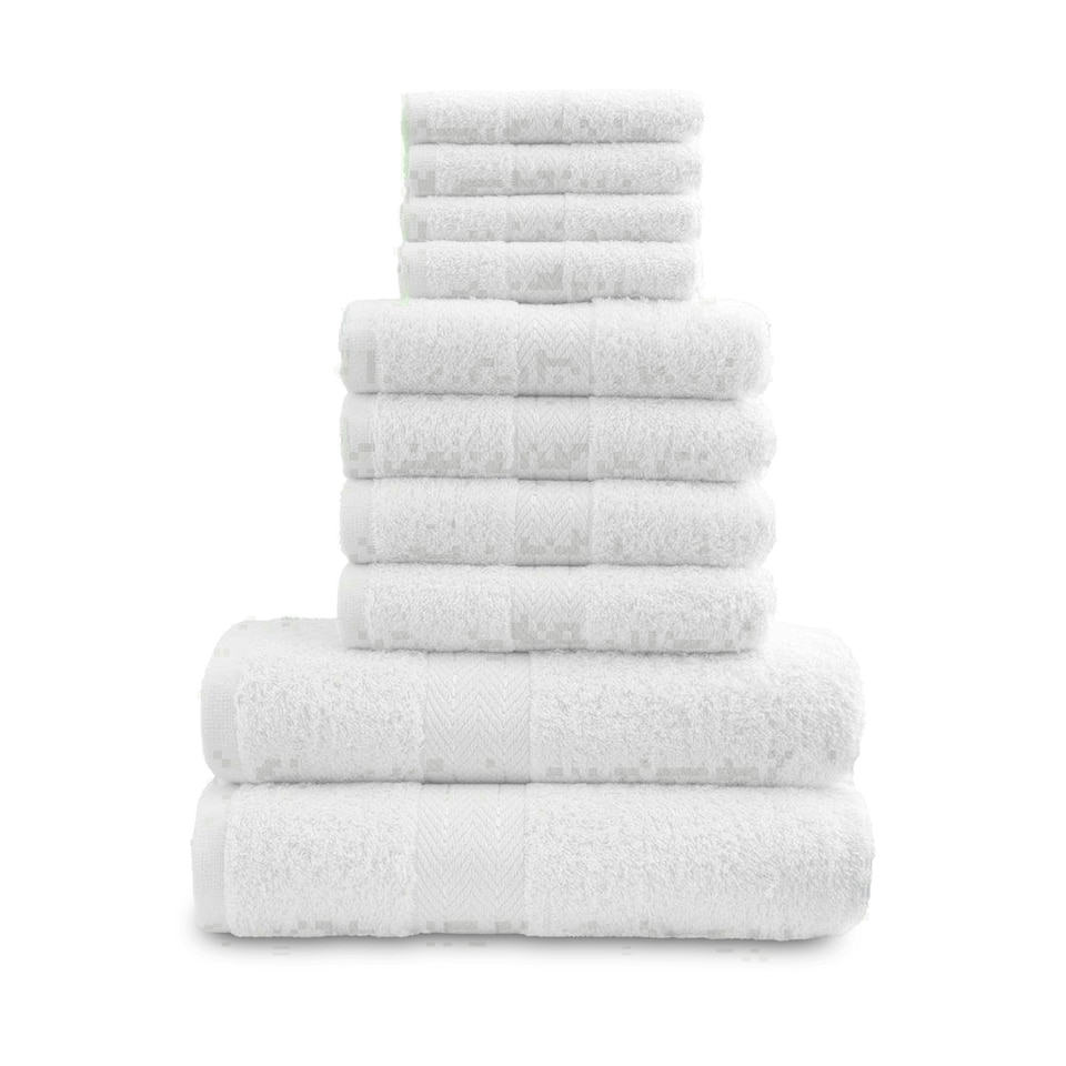 image 1 of VELVETIO 10 Piece Towel Bale Set Toronto Stripe Pattern - 100% Cotton, 450 GSM Green | Dark Green