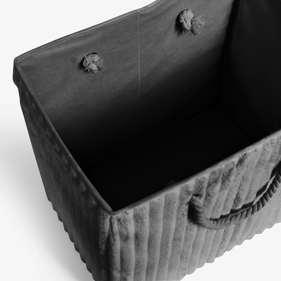 image 1 of OHS Ribbed Faux Fur Folding Laundry Basket Bag with Lid