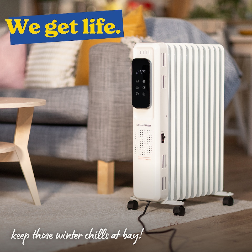 image 1 of Russell Hobbs RHOFR2521-D 2.5kW Digital Touch Control 11-fin Oil Filled Radiator in White