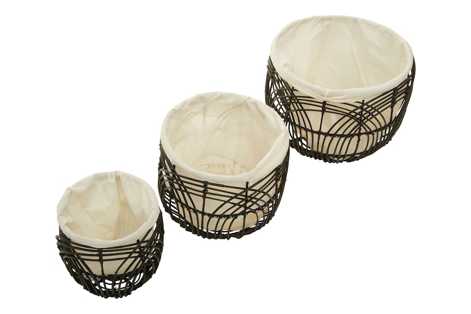 image 1 of Orsina Sturdy Set Of 3 Rattan Baskets, Wicker Storage Baskets, Laundry, or Washing Bins, Ideal Decorative Hampers