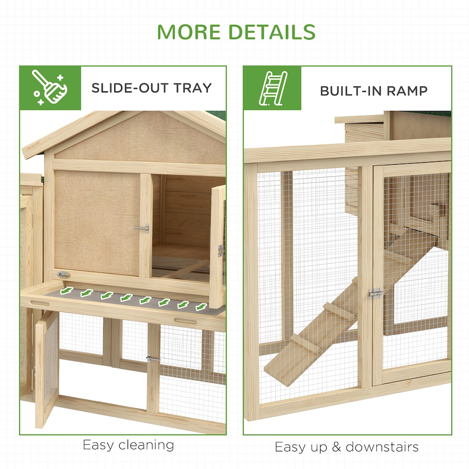 image 1 of PawHut Large Chicken Coop with Run Garden Hen House Poultry Coops Cages with Nesting Box Wooden 204 x 85 x 93cm, Natural Wood Finish
