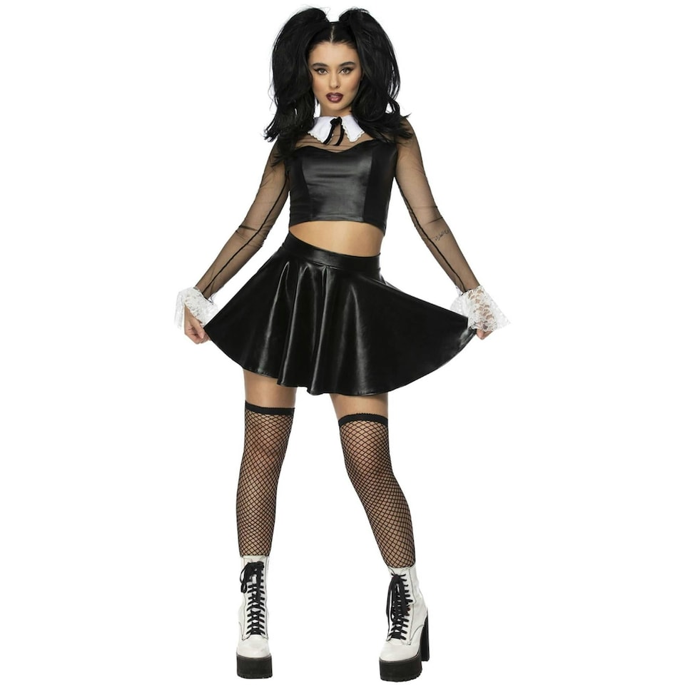 image 1 of Fever Womens/Ladies Gothic School Costume Set - Black/White - S S