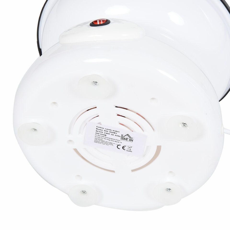 image 1 of HOMCOM 450W Candy Floss Machine, Professional Automatic Cotton Candy Sweet Machine with Candyfloss Sticks, Spoon, Splash Guard, Non-Slip Base for Birthday Christmas Wedding Party, Funfair Style, White