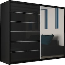 Stylish 180cm Bedroom Wardrobe with Sleek Design & Space-Saving Sliding Doors Black | Black180cm 