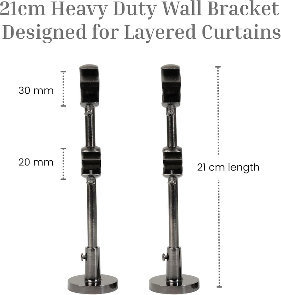 image 1 of Lister Cartwright Double Curtain Extendable Pole Set with Black Nickle Ball Finials- 19mm & 28mm Metal Poles(70- 120 cm)