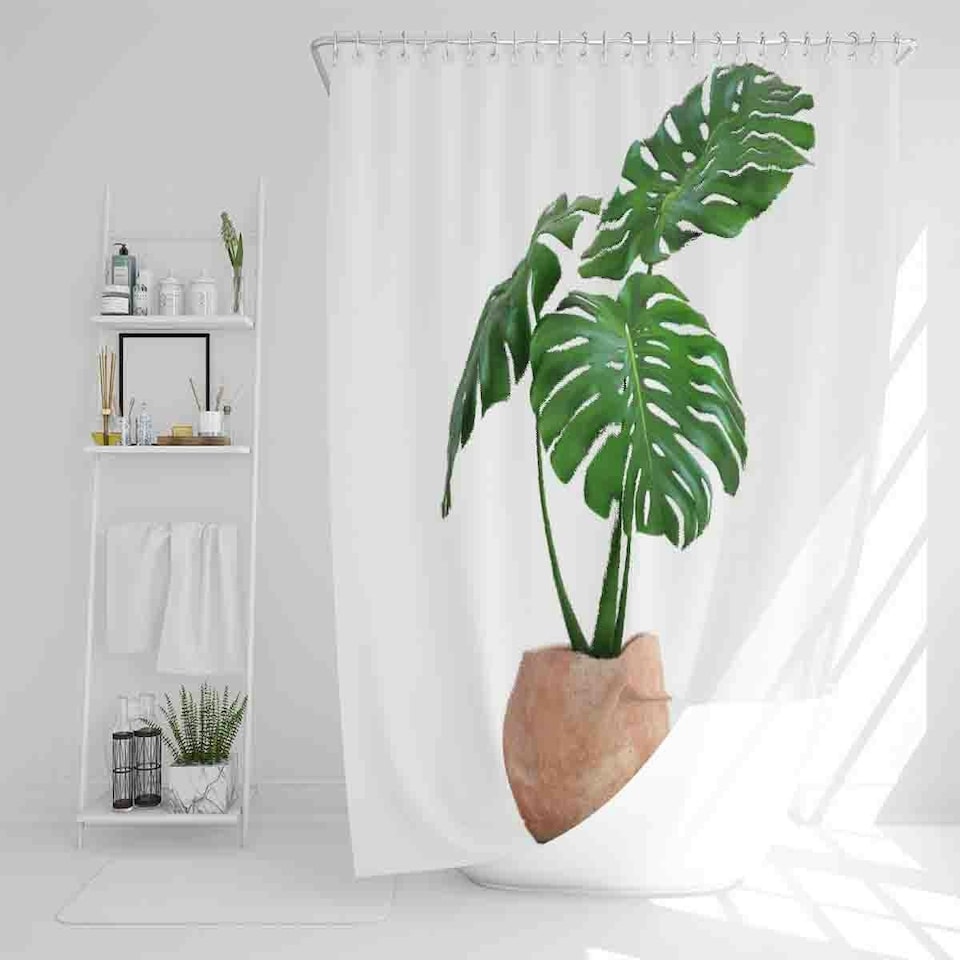 image 1 of Monstera Shower Curtain