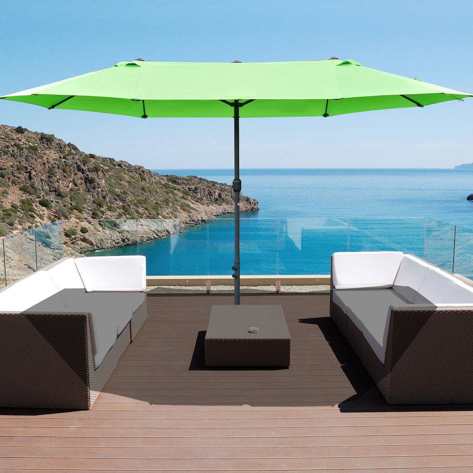 image 1 of Outsunny 4.6M Garden Patio Umbrella Canopy Parasol Sun Shade with Base