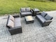 image 2 of Fimous 6 Seater Rattan Wicker Garden Furniture Patio Conservatory Sofa Set with Square Coffee Table Double Seat Sofa Side Table