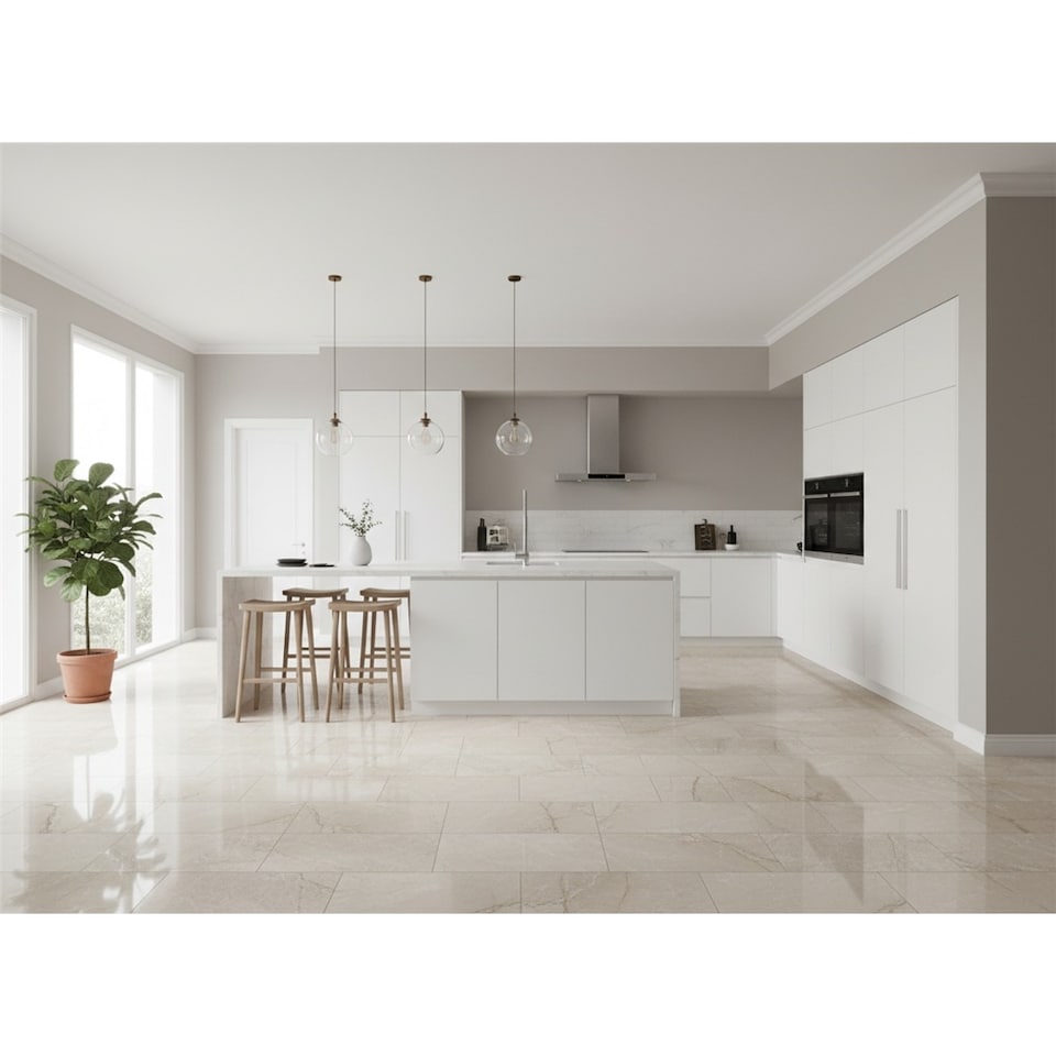 image 1 of Opalus Marble Ivory Matt Porcelain Tile (3 Pack - 1 Box - 2.15m2 ) - Kitchen - Floor & Wall Tile -Based on Turkish Silver Marble