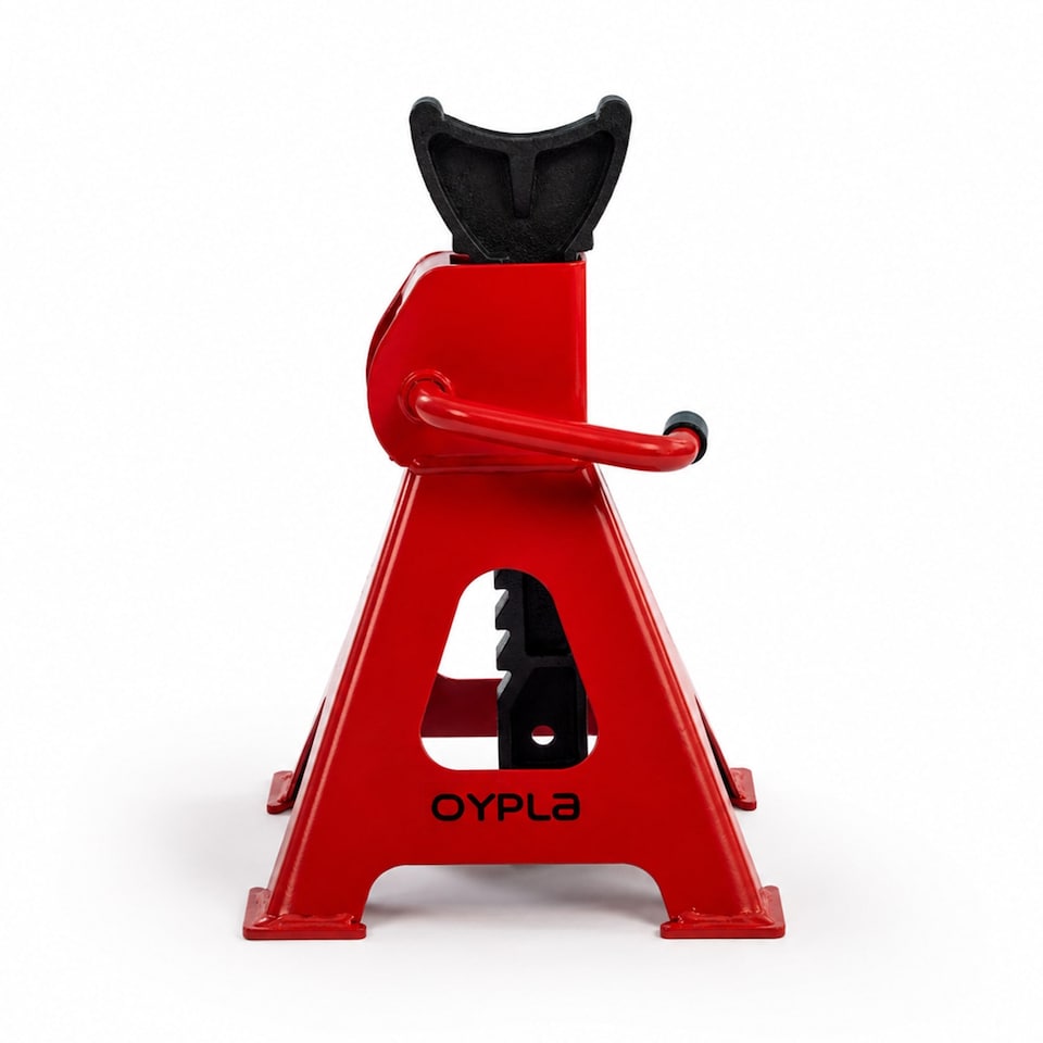 image 1 of 3 Ton Heavy Duty Ratchet Jack Lifting Axle Stands - Set of 2 | Red