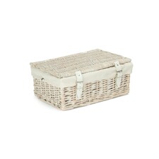 35cm White Wash Wicker Picnic Basket with Lining White | White | One Size