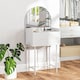 image 4 of HOMCOM Modern Dressing Table with Arched Mirror, Makeup Table with 3 Drawers, Compact Vanity Desk for Bedroom, Small Spaces, 60 x 42.5 x 131 cm, White