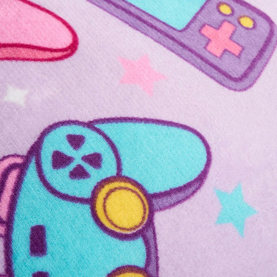 image 1 of OHS Kids Gaming Print Fleece Duvet Cover and Pillowcase Set, Single - Lilac