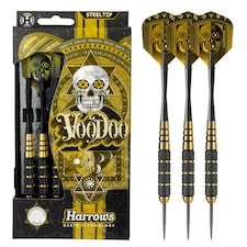Harrows Voodoo Brass Steel Tip Darts Set 19g, 21g, 23g, 25g & 27g - Includes Speedline shafts, Marathon Gold Flights & Travel Case, (21g)