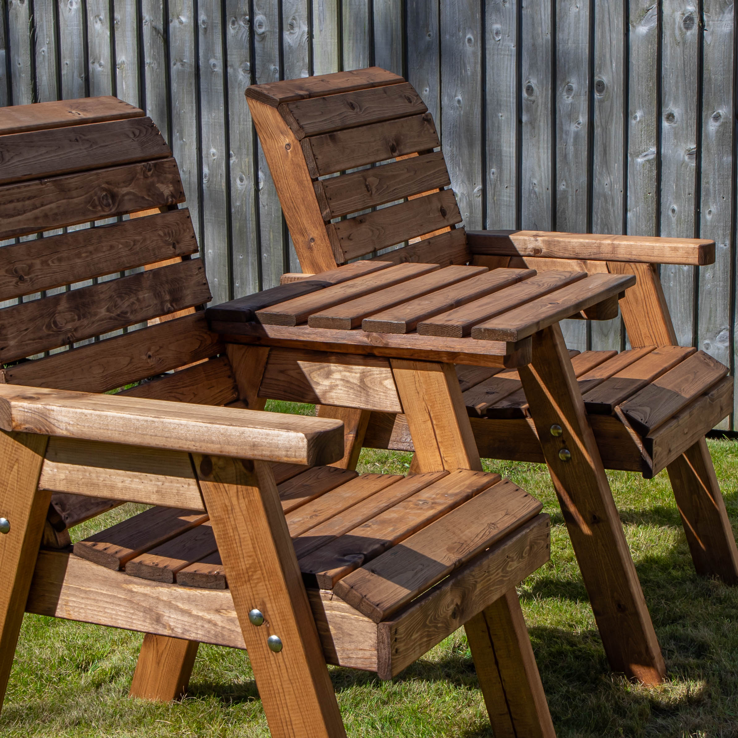 Hand Made Chunky Rustic Wooden Garden Furniture Straight Tray