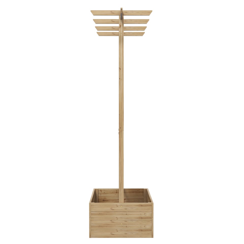 image 1 of Outsunny Wooden Trellis Planter, Raised Garden Bed for Climbing Plants, Natural