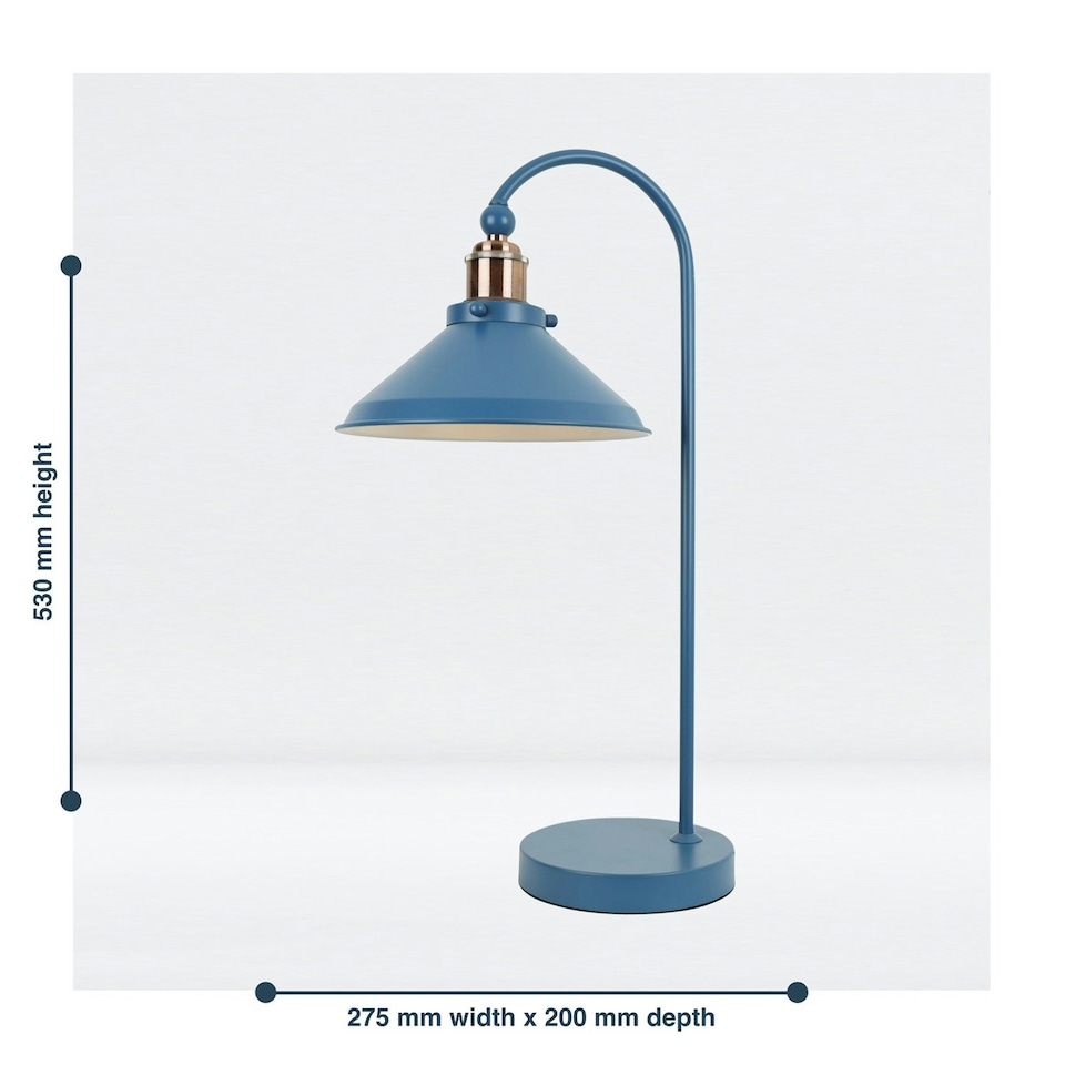 image 1 of First Choice Lighting Set of 2 Maxwell Mirage Blue Brushed Copper Task Table Lamps | Blue | Copper | Large