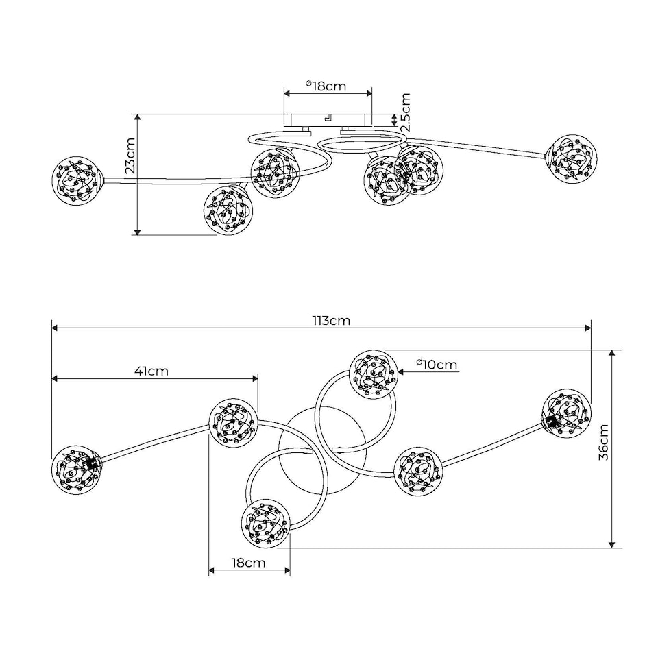 image 1 of Pagazzi Jaymie 6-Light Chrome Semi-Flush Ceiling Light
