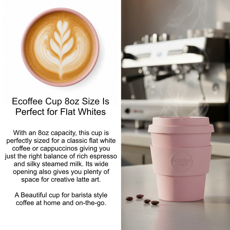 image 1 of Ecoffee Cup 8oz 240ml Reusable 100% Plant Based Coffee Cup with Silicone Lid & Sleeve - Melamine Free Travel Mug